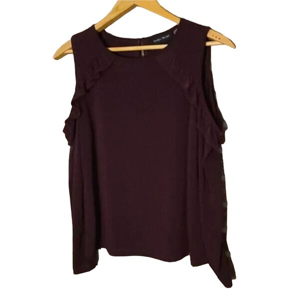 Ivanka Trump Cold Shoulder Burgundy Blouse Women's Size Medium Excellent very ge - Picture 2 of 7